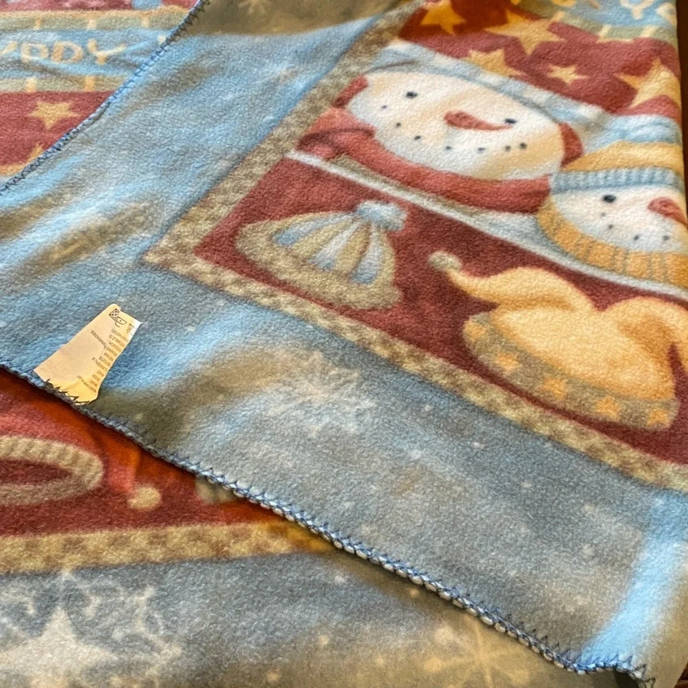 Teresa Kogut Snowman Christmas Throw Blanket “There’s No Buddy Like A Snowbuddy”